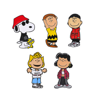 5 Cái / bộ Phim Hoạt Hình Snoopy Hoạt Hình / Tivi Chó Hợp Kim Thổ Cẩm Phụ Kiện Huy Hiệu Kim Loại Trang Trí Pin