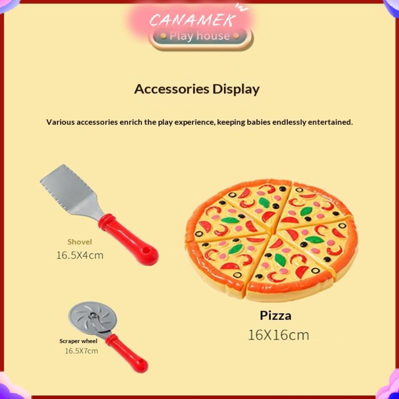 CANAMEK Mô Phỏng Đồ Chơi Cắt Pizza Cho Trẻ Em Giả Vờ Chơi Giáo Dục Nhựa Thực Phẩm Nhà Bếp Bộ Cho Trẻ Em Tiệc Sinh Nhật Quà Tặng CSF