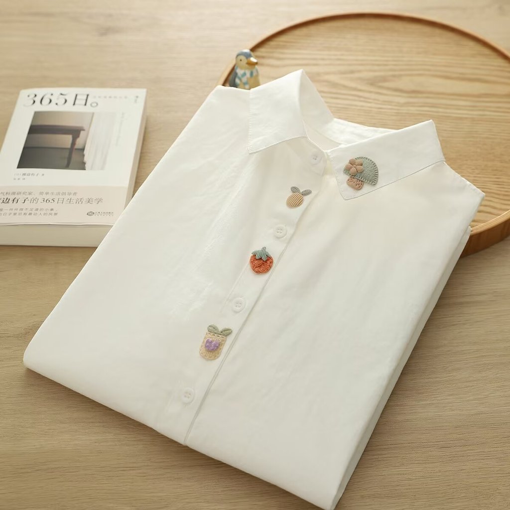 Hàng sẵn có Plus Size XL - Áo sơ mi Cotton thêu tay, thoáng mát cho mùa hè