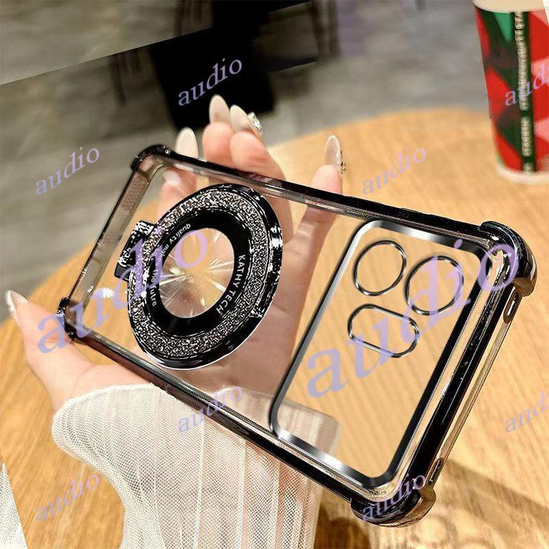 Ốp điện thoại trong suốt mạ bốn góc HONOR 600 5G có giá đỡ cho Honor 600 Pro Smart Honor600 Pro 5G Vỏ silicon mềm chống sốc cho Honor 600 600Pro 600Smart 5G