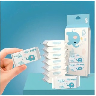 SET 8 GÓI KHĂN ƯỚT MINI TIỆN LỢI KHI ĐI CHƠI, ĐI DU LỊCH (64 TỜ/SET) MÀU NGẪU NHIÊN