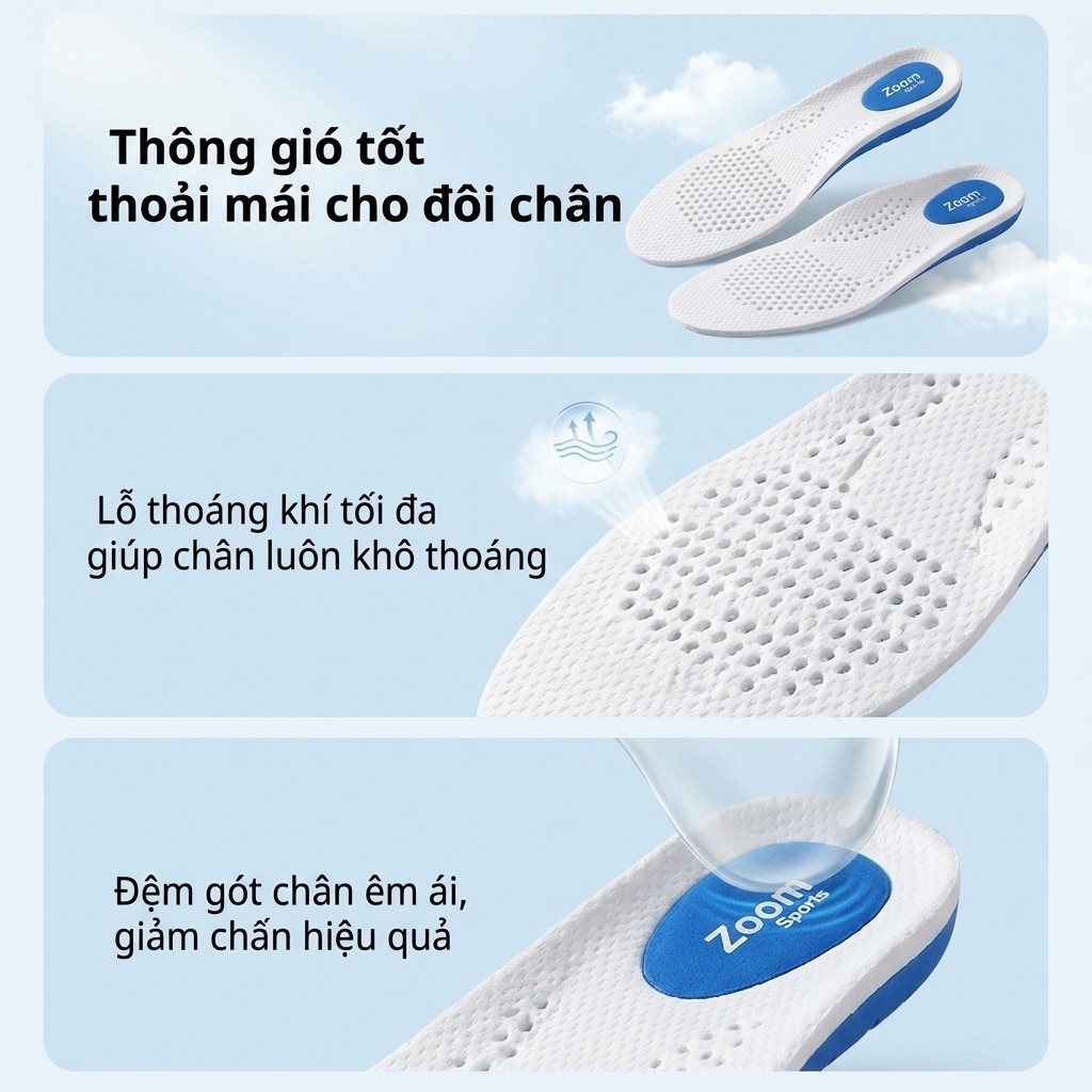 🔥Giá sốc🔥Đế giày thể thao, đế giày hấp thụ sốc, thấm mồ hôi và thoáng khí, đế giày chống mùi và siêu mềm, đế giày dày và chống trượt/Đế giày tăng chiều cao mềm mại / đế giày thể thao chống mùi và thấm mồ hôi