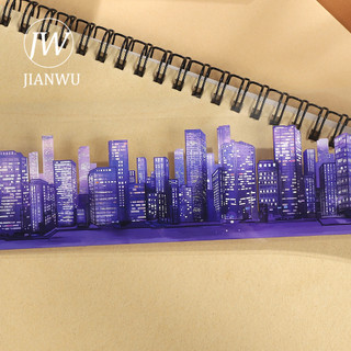 JIANWU 60mm * 5m Vintage Màu Tím Xây Dựng Phong Cảnh Chất Liệu Cắt Băng Thêu Sò PET Sáng Tạo DIY Tạp Chí Văn Phòng Phẩm