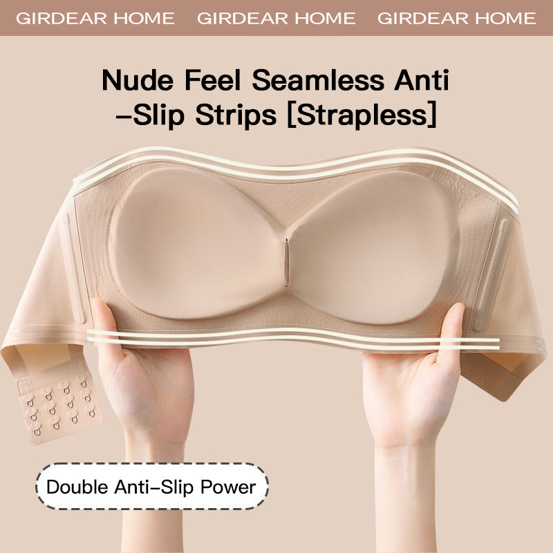 Girderear Home 2 Chiếc Áo Ngực Không Dây Nữ Lưng Ngực Nhỏ Nhìn Lớn Hơn Đệm Chống Trơn Trượt Push Up Bandeau Vô Hình Chống Tiếp Xúc Cho Đám Cưới Cô Dâu, 7631FC01