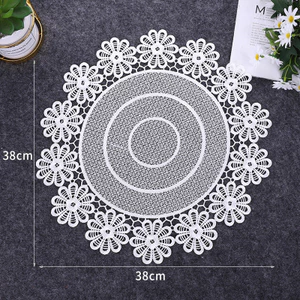 XYLJJ14 Ren Placemat Tròn Coaster Bàn Cà Phê Trang Trí Cách Nhiệt Retro Rỗng Chụp Đạo Cụ Trang Trí Nhà Cửa