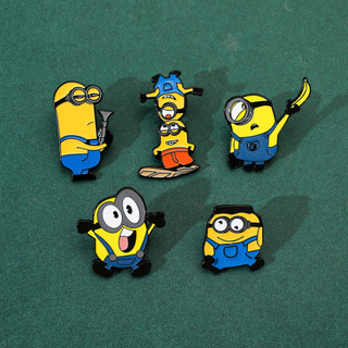 5 Cái / bộ Despicable Me Minions Huy Hiệu Kim Loại Hợp Kim Thổ Cẩm Phụ Kiện Pin