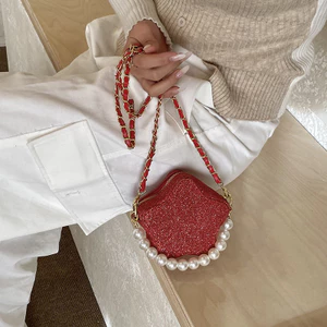 Phong Cách Phương Tây Năm Cánh Phong Cách Ngôi Sao Cho Bé Gái Túi Đeo Vai Một Vai Thời Trang Kim Sa Lấp Lánh Túi Cầm Tay Ngọc Trai Mini Phiên Bản Hàn Quốc Túi Trẻ Em