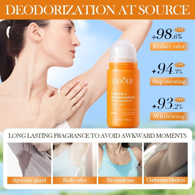 SADOER 【Lăn khử mùi nách】 50ml - Vitamin C làm sáng da, ngăn tiết mồ hôi, hương thơm lưu lâu (Ủy quyền chính hãng chính thức)