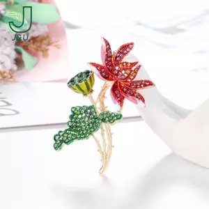 Trâm cài hoa sen đính đá handmade, thanh lịch, phù hợp dự tiệc và văn phòng, kèm túi trang trí