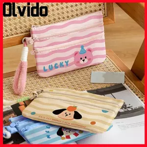 Túi lưu trữ ID OLVIDO, Túi đựng thẻ ID di động ba lớp, Phim hoạt hình dễ thương Hộp đựng thẻ chống nước đa chức năng Túi xách Thẻ ID hộ chiếu