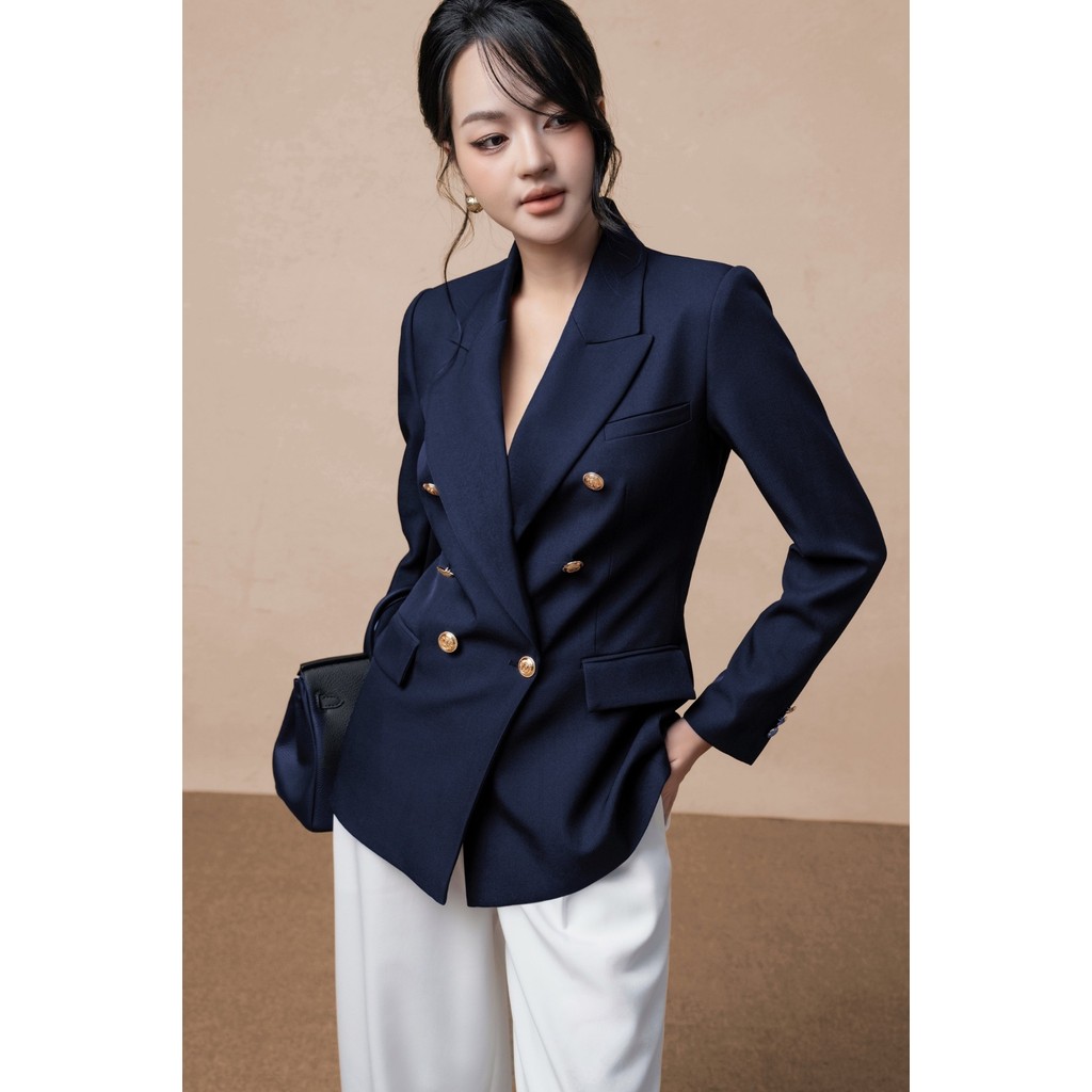 Blazer nữ ELLA DORA 6 cúc form ôm suông thiết kế cổ ve thanh lịch dễ mặc phong cách công sở [V26]