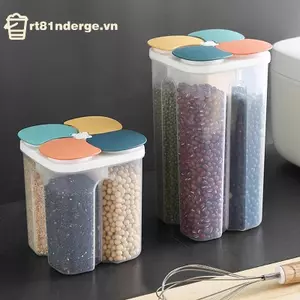 Ge 1 Chiếc Bốn Ngũ Cốc Và Ngũ Cốc Bảo Quản Trong Suốt Sắc Nét Đồ Dùng Nhà Bếp Chống Ẩm Ngăn Kín Nắp Mở Lọ n