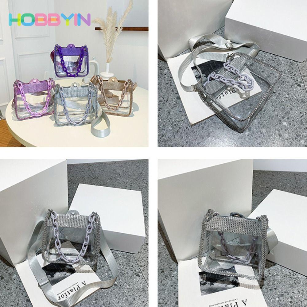 Túi đeo nách vai đơn HOBBYIN, Túi đeo chéo di động PVC, Túi đeo vai đơn trong suốt chất lượng cao thời trang dành cho nữ