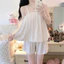 Bộ đồ ngủ dây đeo phong cách Hàn Quốc, mát mẻ cho mùa hè, quần short thoải mái, phù hợp mặc tại nhà.