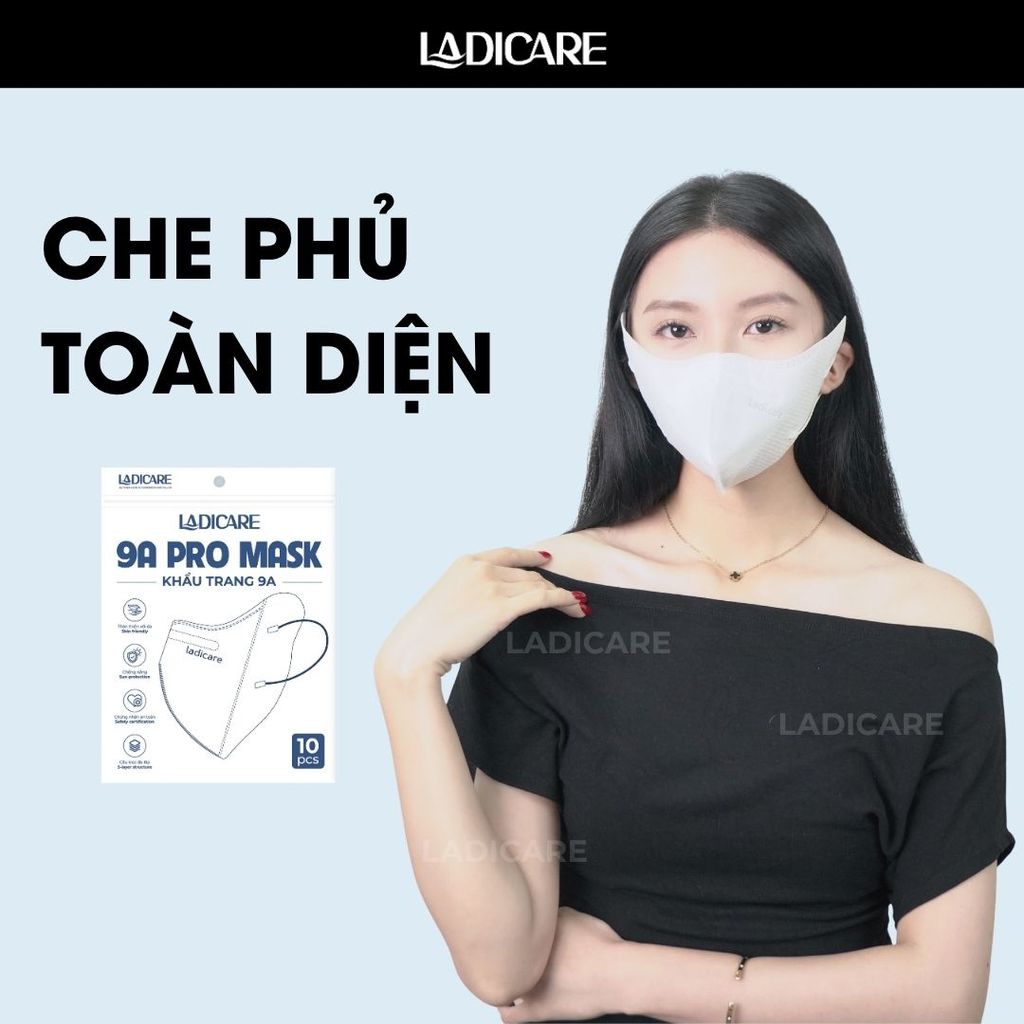 [Combo 200 Cái] Khẩu trang 9A Ladicare 5 lớp dày dặn cao cấp – chống nắng, che chắn tốt, kháng khuẩn, thoáng khí