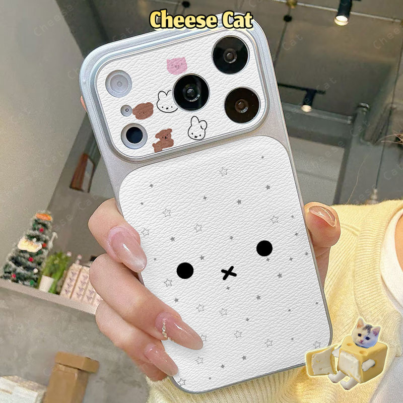 Miff Ốp điện thoại iPhone bằng da thỏ phong cách đơn giản Hàn Quốc cho iPhone 13 14 15 16 11 12 17 Pro Max XR Xs Max