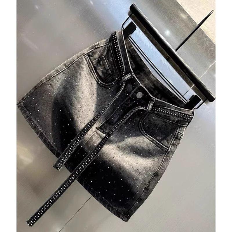 Váy Denim Chữ A Phong Cách Công Nghiệp Cổ Điển Cho Nữ - Màu Đen Hè 2026