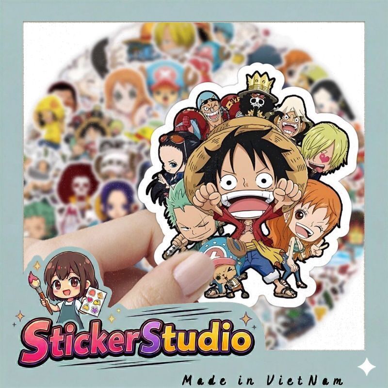 60 sticker onepiece phong cách chibi siêu dễ thương trang trí ly nước dụng cụ học tập ,vv