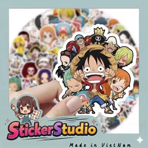 Set 60 Sticker One Piece Chibi Luffy Zoro Chống Nước Dán Laptop Mũ Bảo Hiểm Sổ Tay