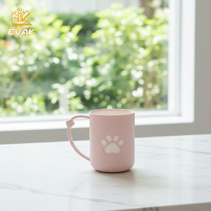 Alittlesetrtu Hoạt Hình Dễ Thương Cat Paw Cốc Nhựa Có Tay Cầm Cặp Đôi Bàn Chải Đánh Răng Hoàn Hảo Cho Phòng Tắm Cốc Nước súc Miệng VN