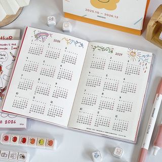 RISEDOT 2026 Planner, Sách chương trình nghị sự trang bên trong màu sắc Coco Girl, Quà tặng DIY với lịch Hẹn Sách Đồ dùng học tập