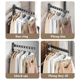 Giá Treo Quần Áo Thép Carbon - Gấp Gọn, Chịu Lực, Dán Keo Mạnh, Phù Hợp Phòng Nhỏ & Phòng Tắm