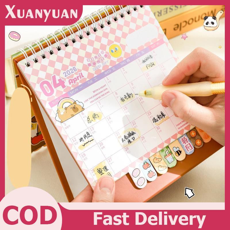 XUAN Di Động Cuộn Dây 2026 Lịch Để Bàn Capybara / Gấu Trúc Để Bàn Trang Trí Lịch Trình Lập Kế Hoạch Văn Phòng Đồ Dùng Học Tập VN
