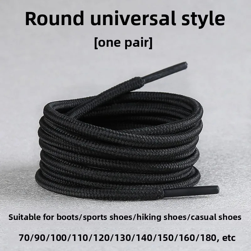 Dây đen tròn phẳng 120–180cm cho giày da, thể thao, vải, bóng rổ