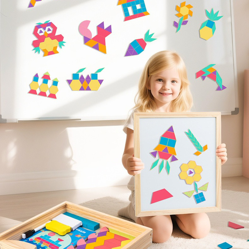 Đồ Chơi Xếp Hình Tangram Miếng,Đồ Chơi Giáo Dục Cho Trẻ Em,Giúp Bé Làm Quen Với Hình Học Và Chữ Số,Bộ Đồ Chơi 180/250