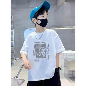 baju kanak-kanak cotton, Trẻ Em 1-13 tuổi, unisex, in hình, rộng vừa vặn, Áo Thun cổ tròn