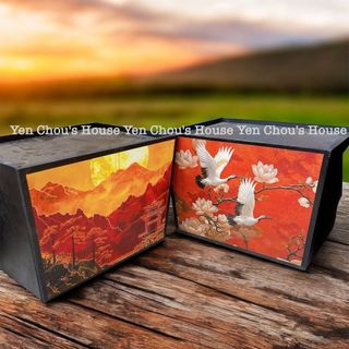 Khay gỗ vuông dán decal