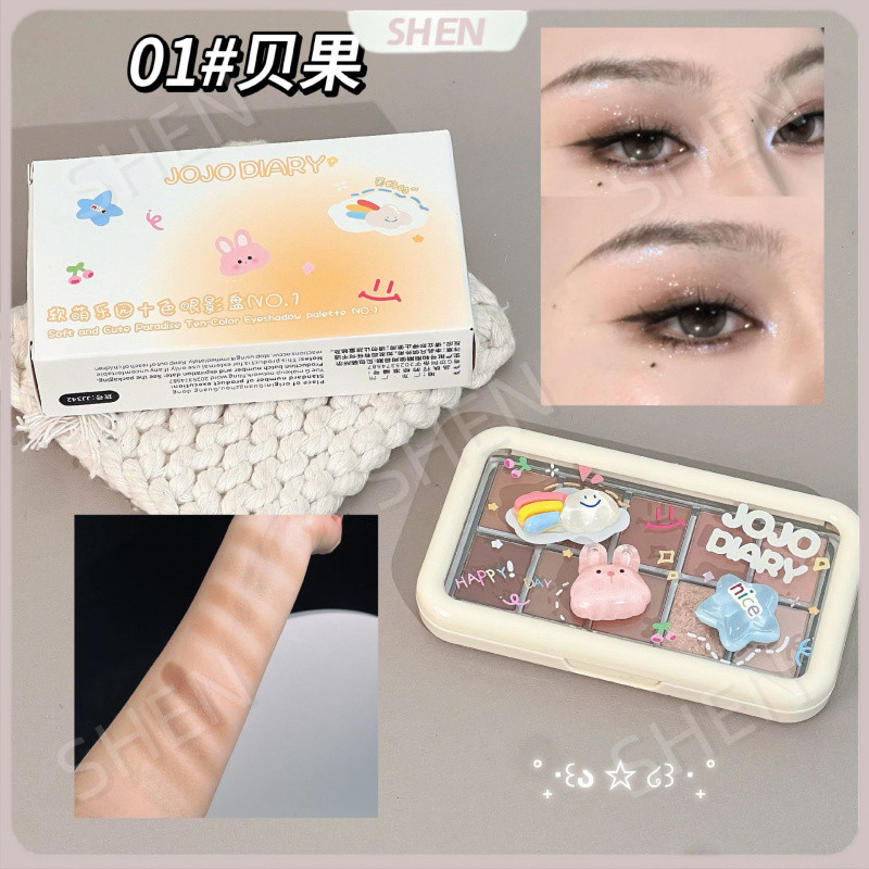 JOJO DIARY Mềm Mại Dễ Thương Thiên Đường Mười Màu Phấn Mắt Bảng Màu Đất Ngọc Trai Mịn Nhấp Nháy Nhấp Nháy Giá Rẻ Sinh Viên Đảng Phấn Mắt