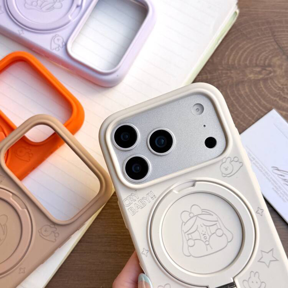 Giá đỡ từ tính Khóc cho bé gái Vỏ điện thoại silicon lỏng cho iPhone 17 Pro Max 17 Air 16 Plus 15 14 13 12 11 Vỏ bảo vệ chống sốc