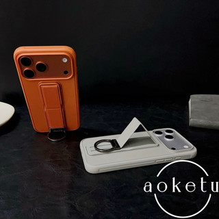 Giá đỡ gấp dây đeo cổ tay tích hợp màu cam mới Thích hợp cho vỏ điện thoại Apple 17 ProMax iPhone 16 Pro Khóa vòng 14 Skin Feel 15 / 13 Vỏ bảo vệ không khí cao cấp
