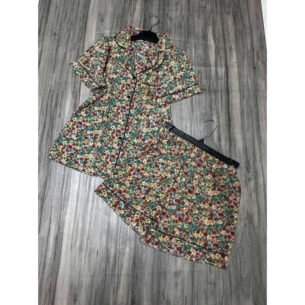 Mango Quần Đùi Đồ Bộ Pyjama Tay Ngắn Lụa Mango Sang Trọng Thoáng Mát 1 Size Từ 45 Đến 58kg