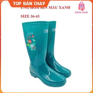(ỦNG NỮ) Ủng lao động HOA SEN màu xanh size 36-43, ủng bảo hộ lao động, ủng chống trơn trượt