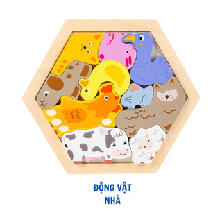 Bảng Lục Giác Gỗ Ghép Hình Logic Nhiều Chủ Đề Nhiều Màu Sắc Đẹp Mắt - Đồ Chơi Gỗ Giáo Dục Phát Triển Tư Duy Cho Bé
