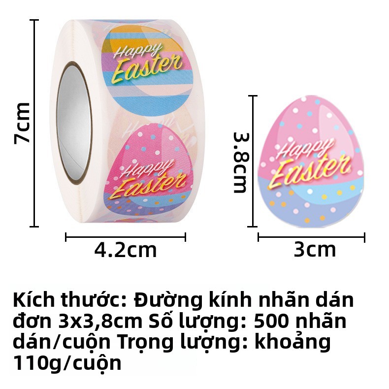 Mới Hình Trứng Phục Sinh Tự Dính Nhãn Cuộn Miếng Dán Trứng Phục Sinh Bao Bì Niêm Phong Miếng Dán S8K
