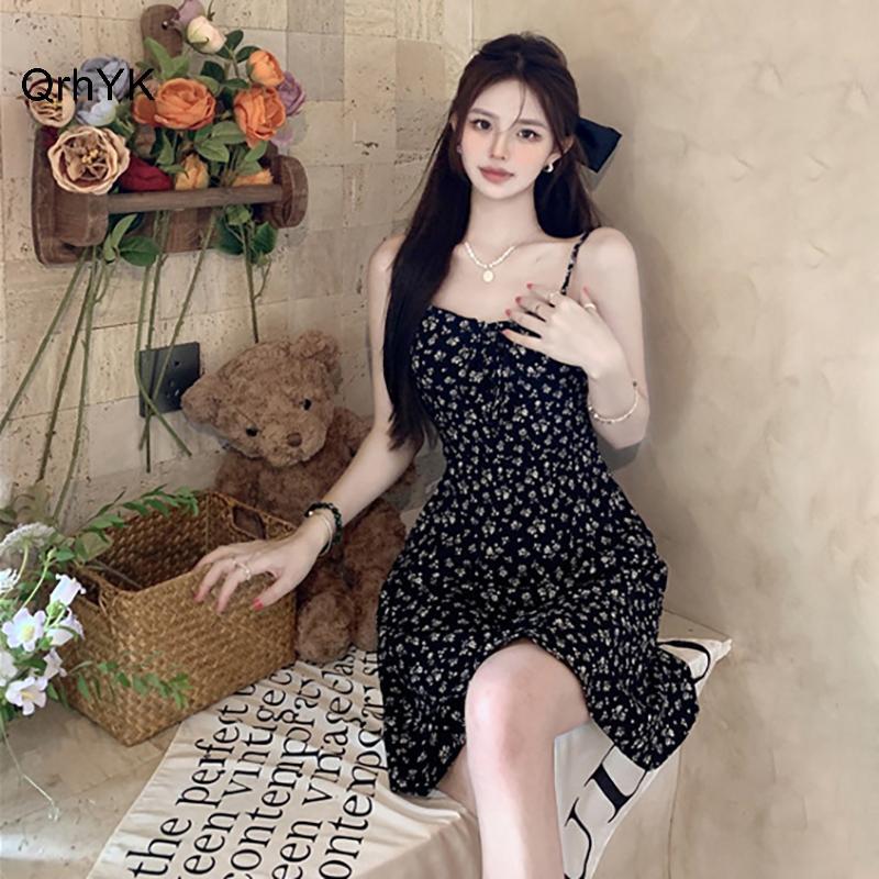 Váy Vintage Voan Hoa Cho Phụ Nữ, Kiểu Dáng Mini, Thích Hợp Mặc Hàng Ngày Mùa Hè