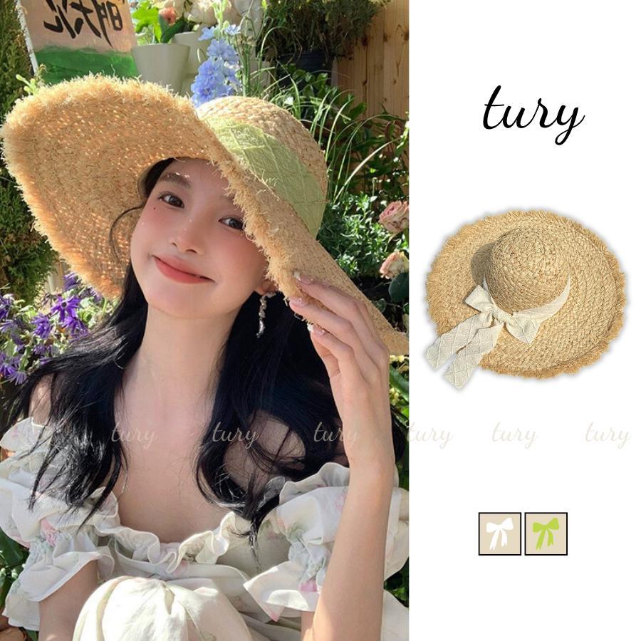 Nón Cói Nữ - Tury - Mũ Cói Rộng Vành Phối Nơ - NC088