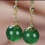 Ｂông tai đá mã não xanh chalcedony trong suốt