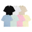 Áo thun cổ điển nam nữ bằng cotton nguyên chất, thiết kế cùng màu với đường thêu tay ngắn, phù hợp mặc hàng ngày.