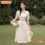 Đầm thiết kế BEMINE cổ vuông dáng chữ A họa tiết nơ phù hợp đi chơi-B469