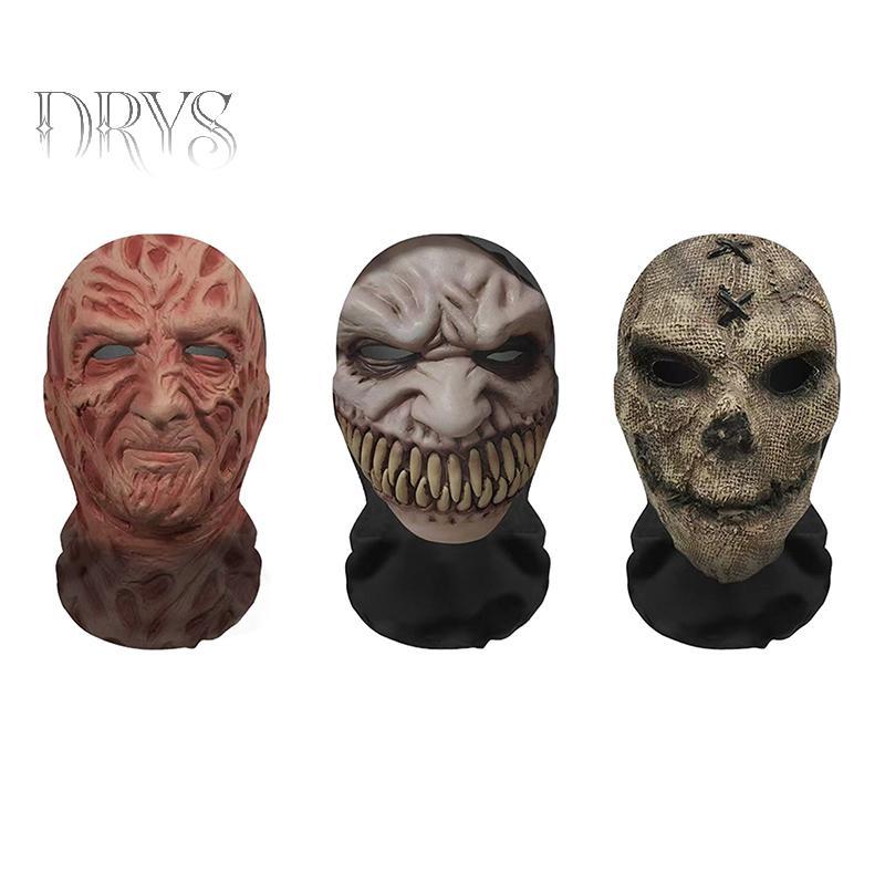 (TFT) Mặt nạ 3D mặt ma Halloween Cosplay Đạo cụ Balaclava Lưới đàn hồi toàn mặt thoáng khí Đầu lâu Mũ trùm đầu Halloween Tiệc kinh dị MỚI