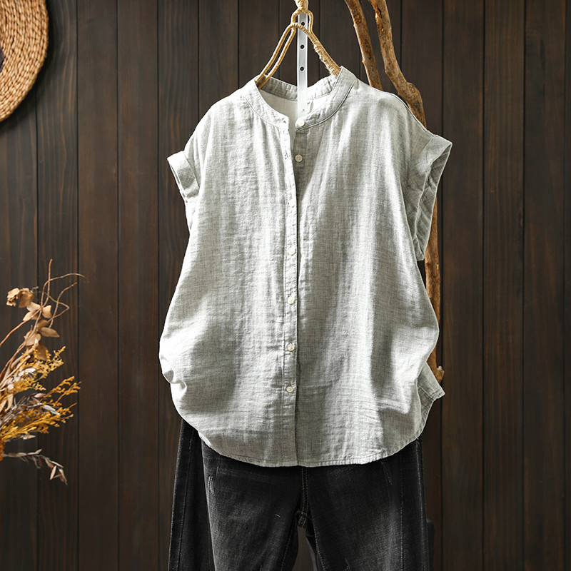 Áo sơ mi nữ chất liệu cotton cao cấp, dáng rộng/skinny, đa năng cho mùa hè