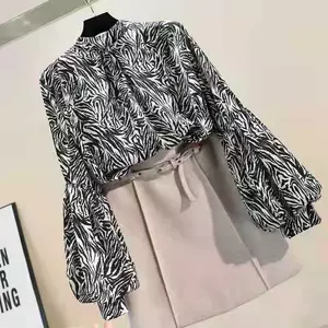 Áo sơ mi nữ tay đèn lồng hoa văn, chất liệu voan mềm mại - Phong cách mới cho mùa xuân và thu