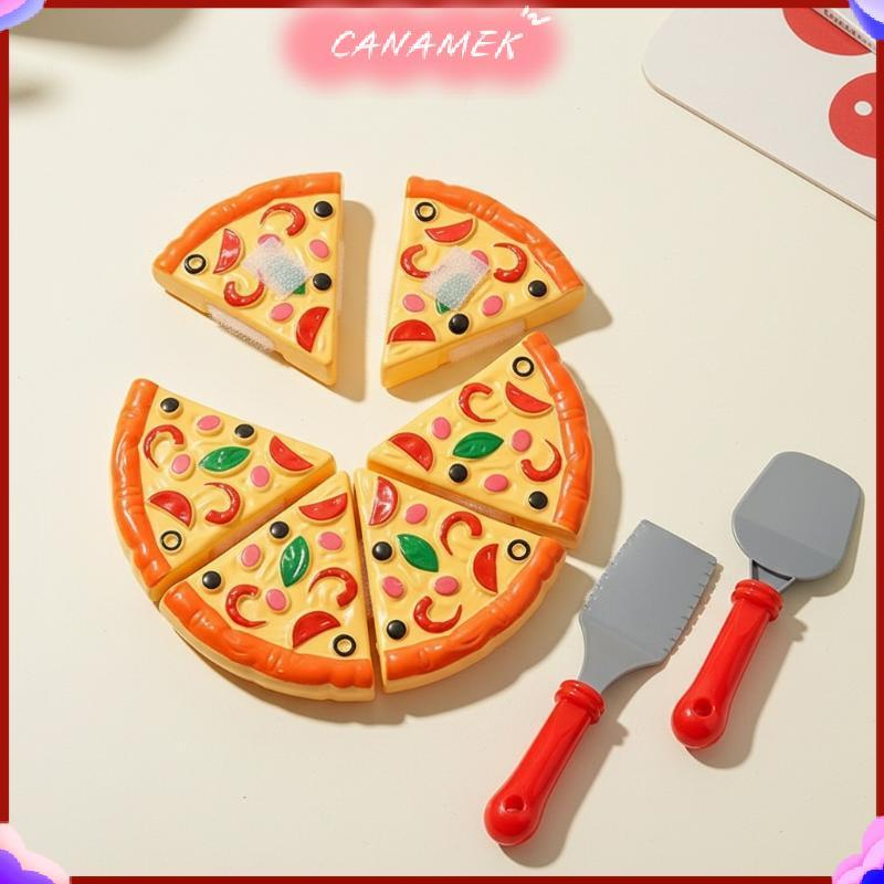 CANAMEK Mô Phỏng Đồ Chơi Cắt Pizza Cho Trẻ Em Giả Vờ Chơi Giáo Dục Nhựa Thực Phẩm Nhà Bếp Bộ Cho Trẻ Em Tiệc Sinh Nhật Quà Tặng CSF