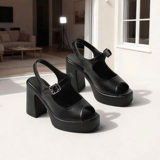 CC GIÀY 10P – Giày Cao Gót Hở Mũi, Gót Vuông GIÀY SANDANL QUAI DA ĐẾ ĐỘN QUAI CÀI THANH LỊCH.