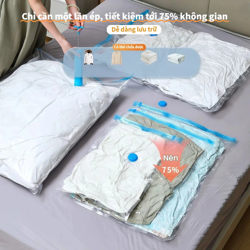 【Hot Sale】Túi nén chân không (trong suốt): Dùng để đựng quần áo, chăn gối. Nén siêu chặt, tiết kiệm không gian hiệu quả!