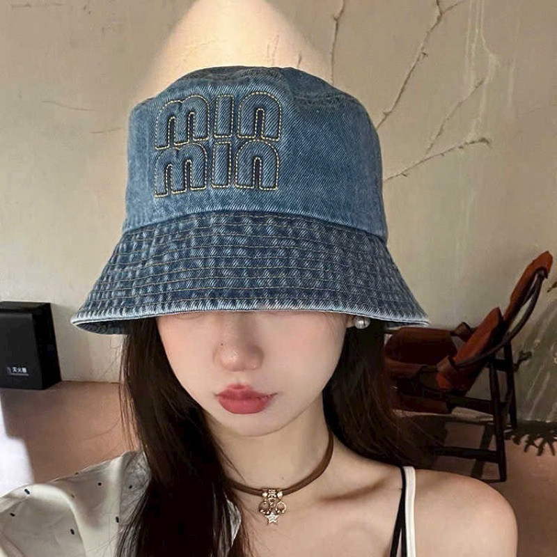 Mũ bucket jean chữ min trẻ trung năng động dành cho nữ phong cách dễ thương